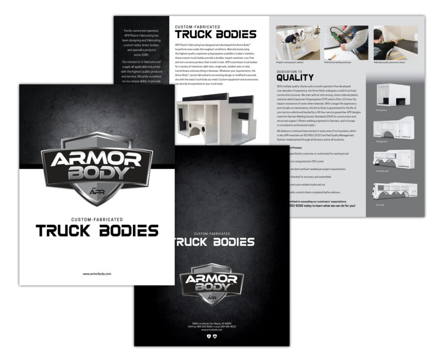 armor body logo and brochure design
