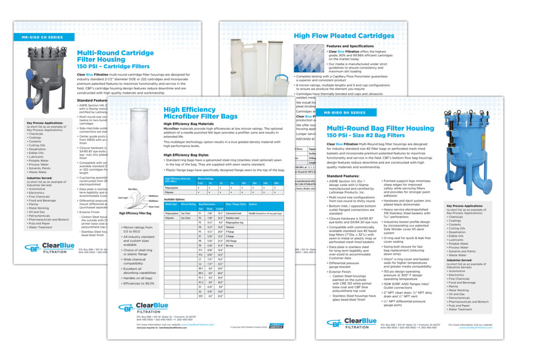 clearblue filtration product sheet design
