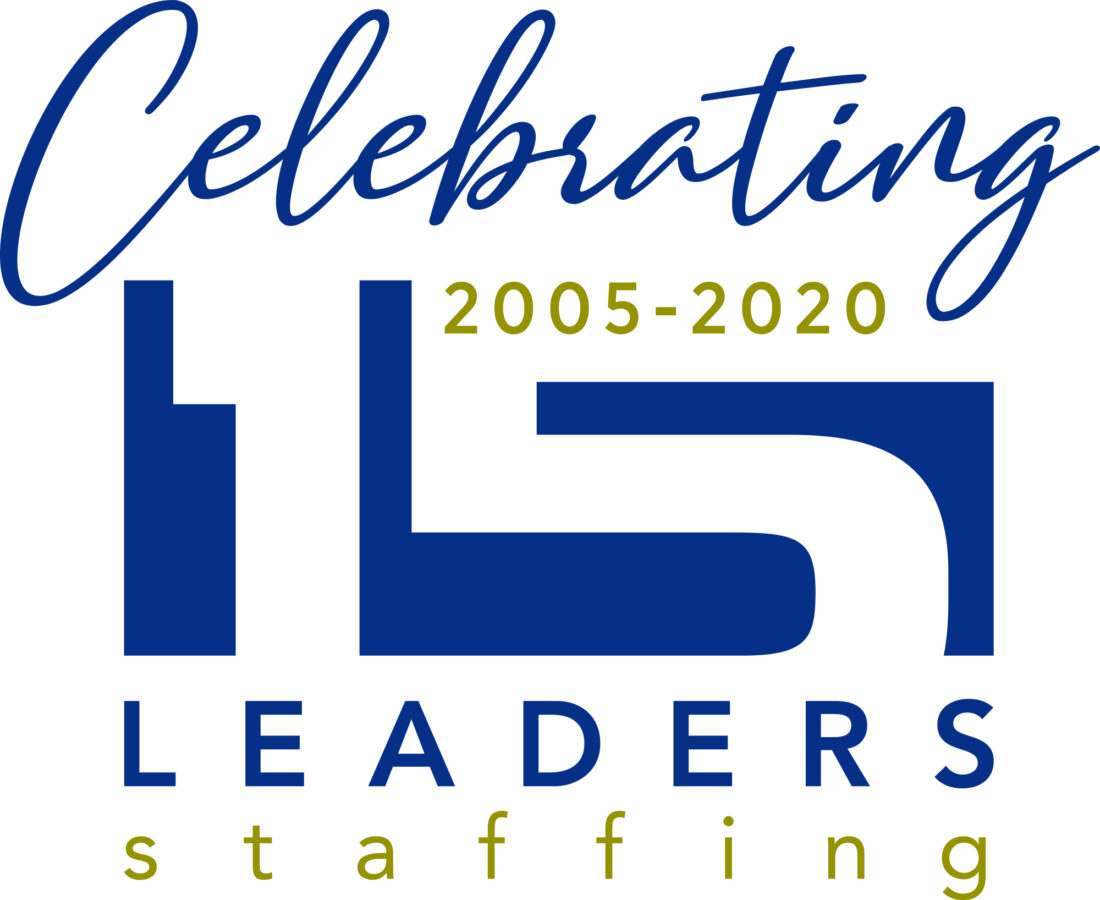 leaders staffing 15th anniversary logo design