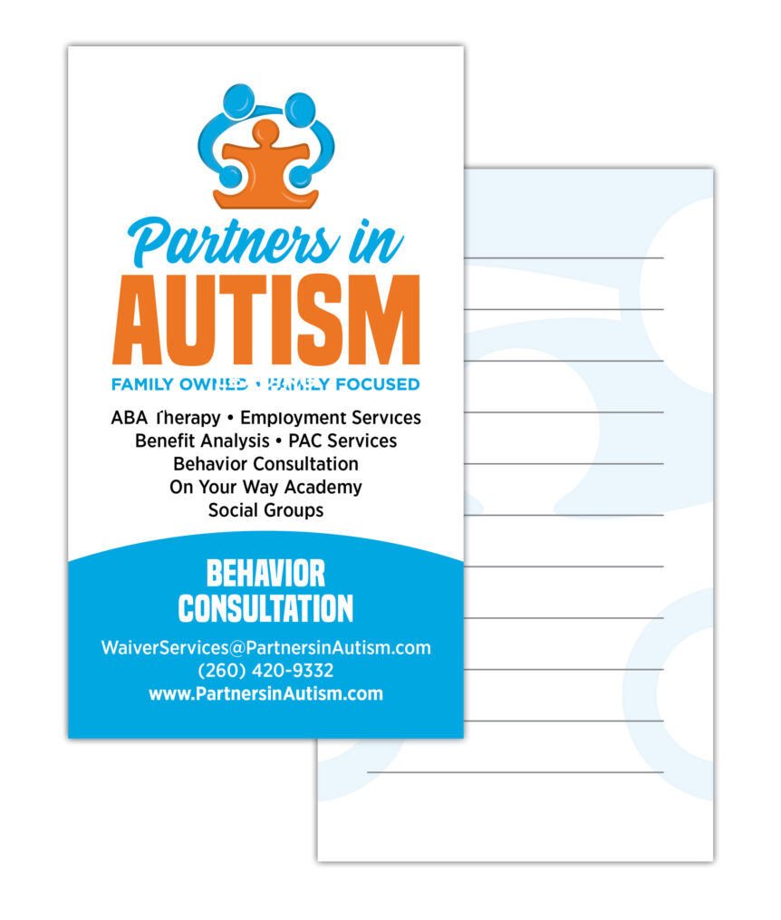 partners in autism logo and business card design