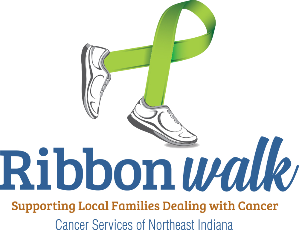 cancer services ribbon walk event logo design