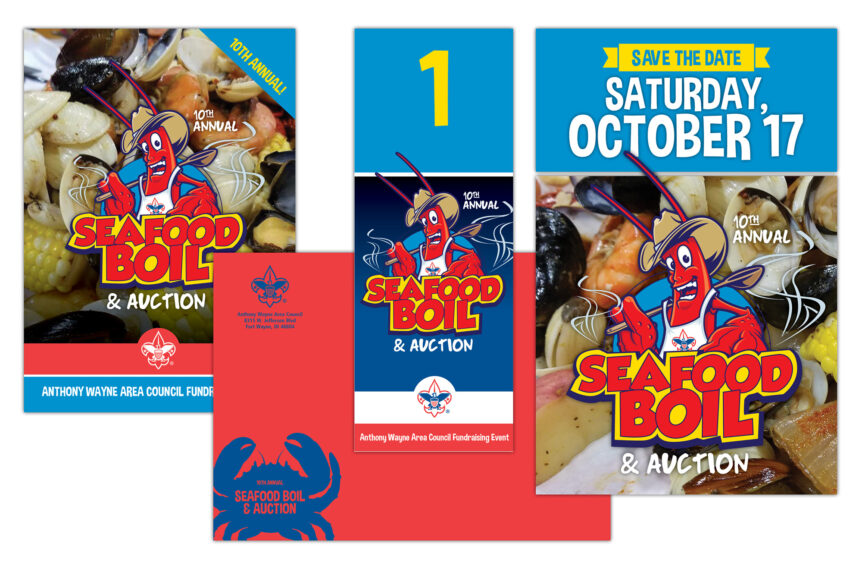 boy scouts seafood boil event package design