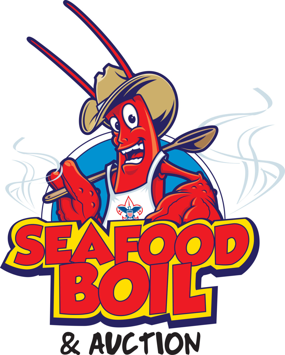 boy scouts seafood boil event logo design