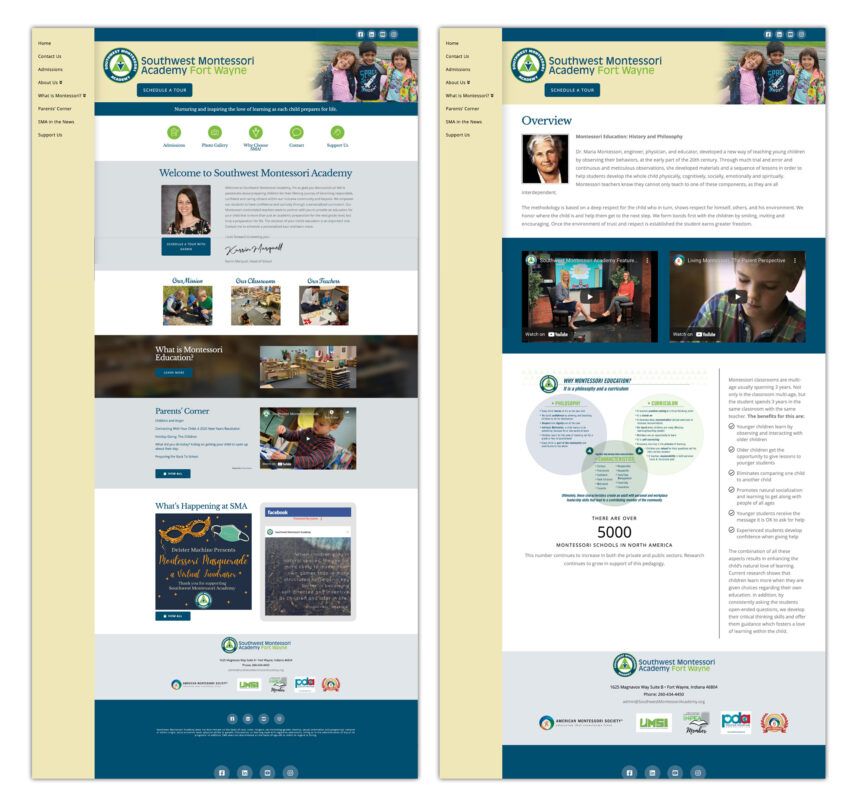 southwest montessori academy website design
