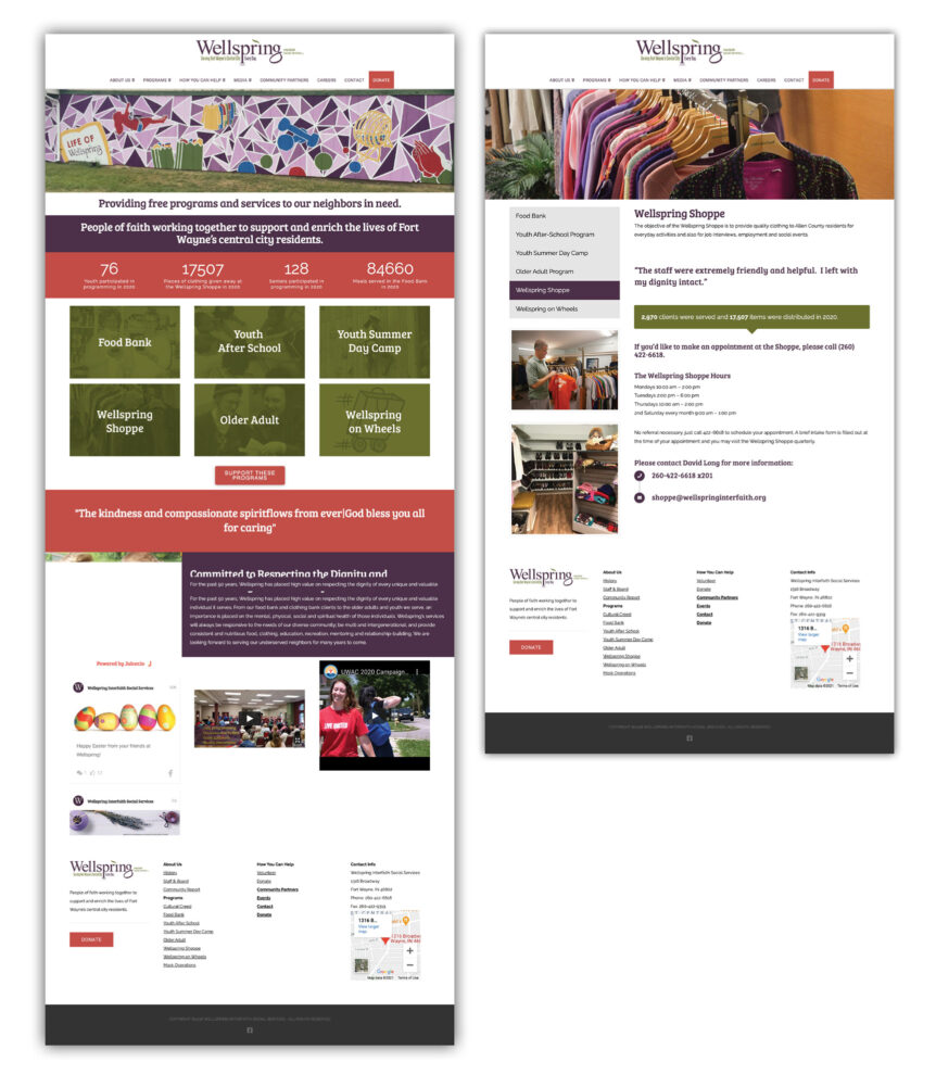 wellspring interfaith social services website design